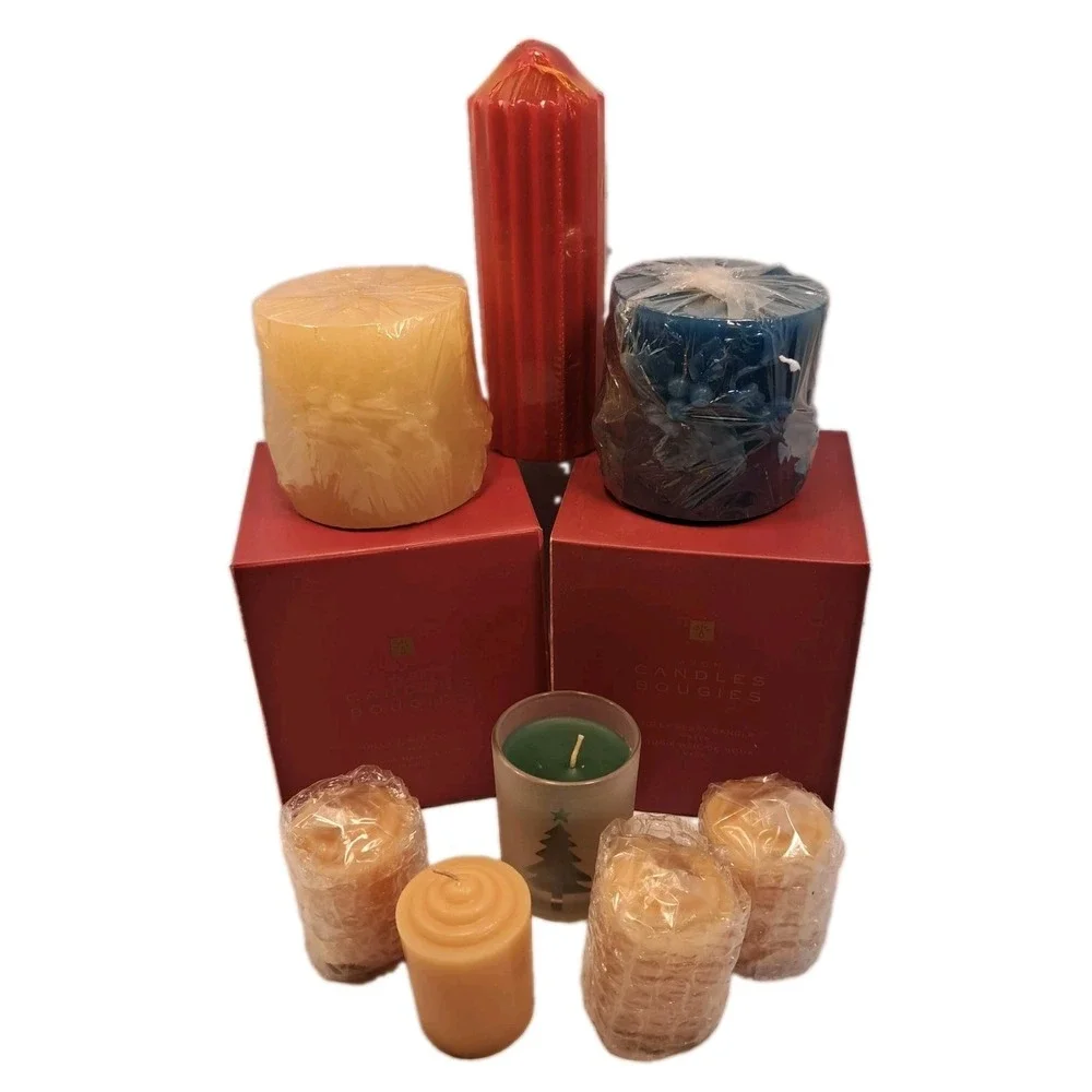 Avon Lot of 8 Fragranced Holiday Christmas Candles Pillar Tealights Votive